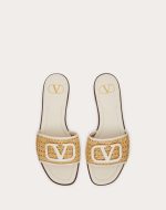 VLOGO SIGNATURE WOVEN RAFFIA SLIDE SANDAL 80MM - Image 4